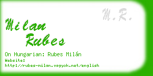 milan rubes business card